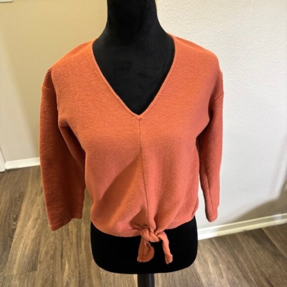 Madewell Tops - Madewell Texture & Thread Burnt Orange Boho Tie Front Crop Top Womens XS
